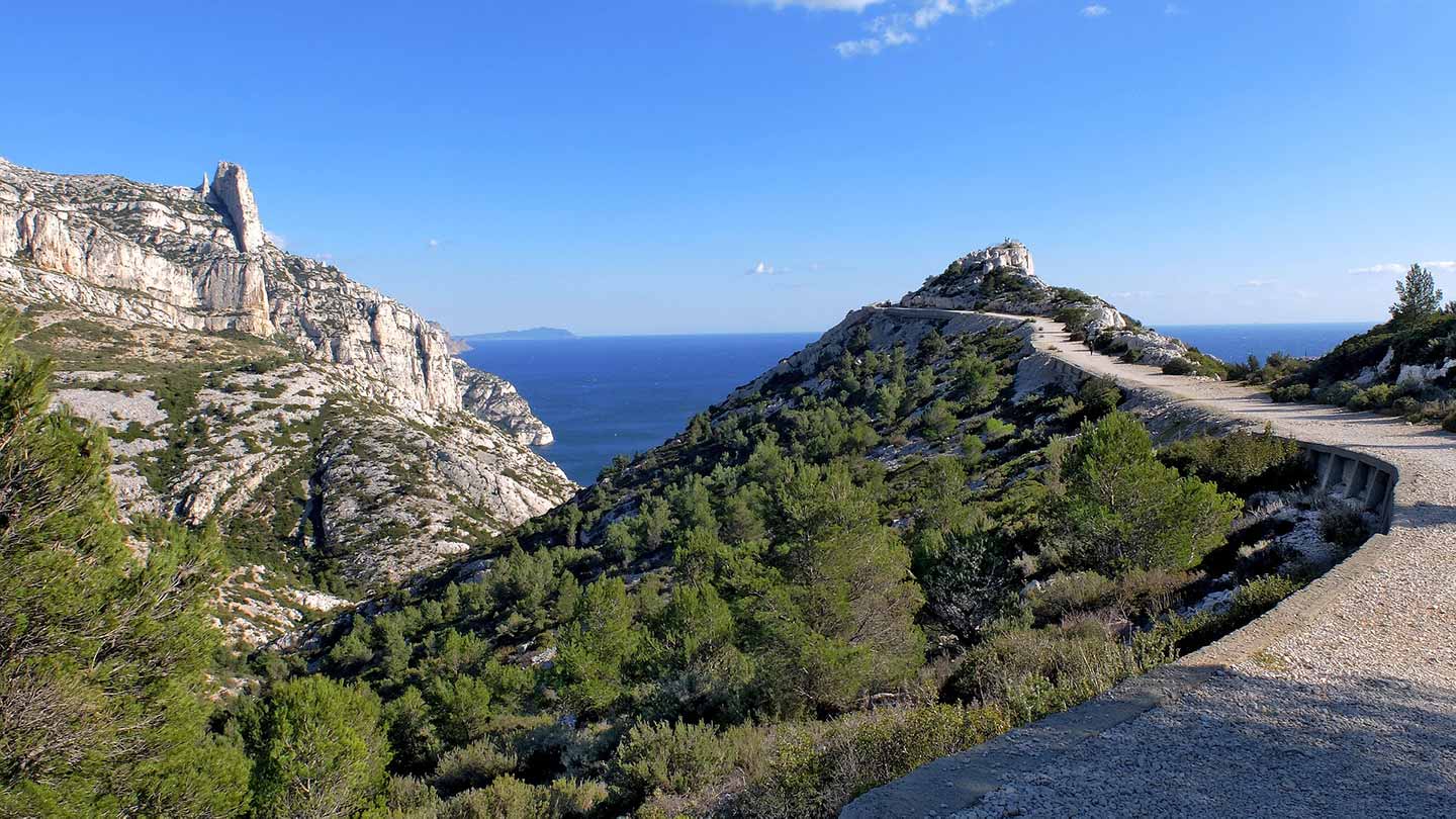 the Calanques National Park and Mediterranean Sea.