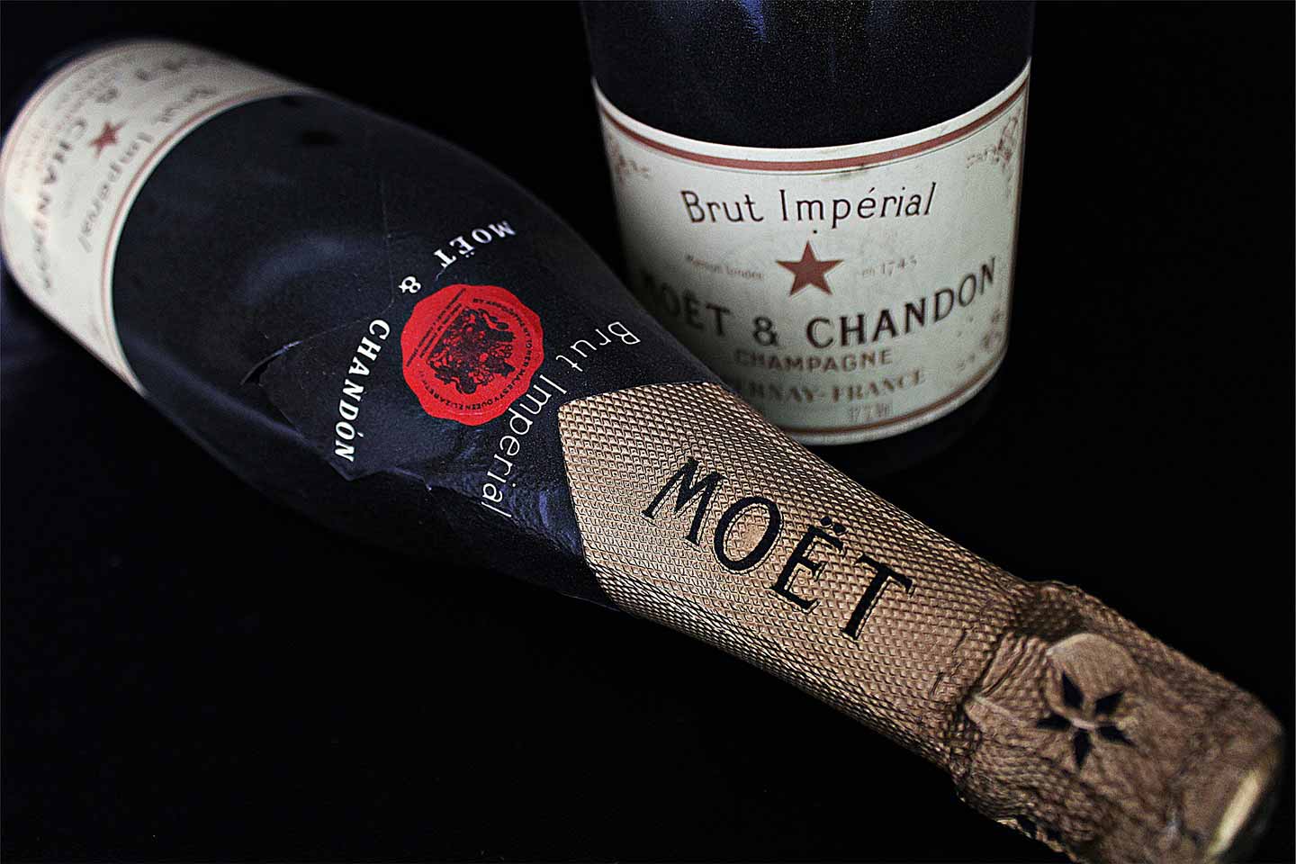 Champagne bottles from france