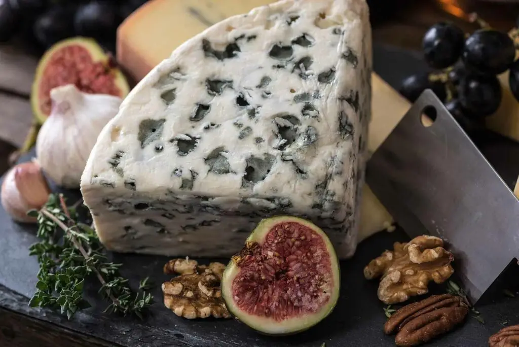 Blue cheese and figs in a french dinner.