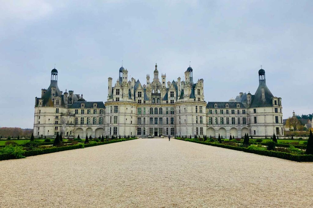 front view of loire valley france chateau de lude with private guide.