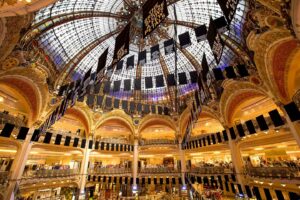 luxury shopping centre in Paris with glass ceiling
