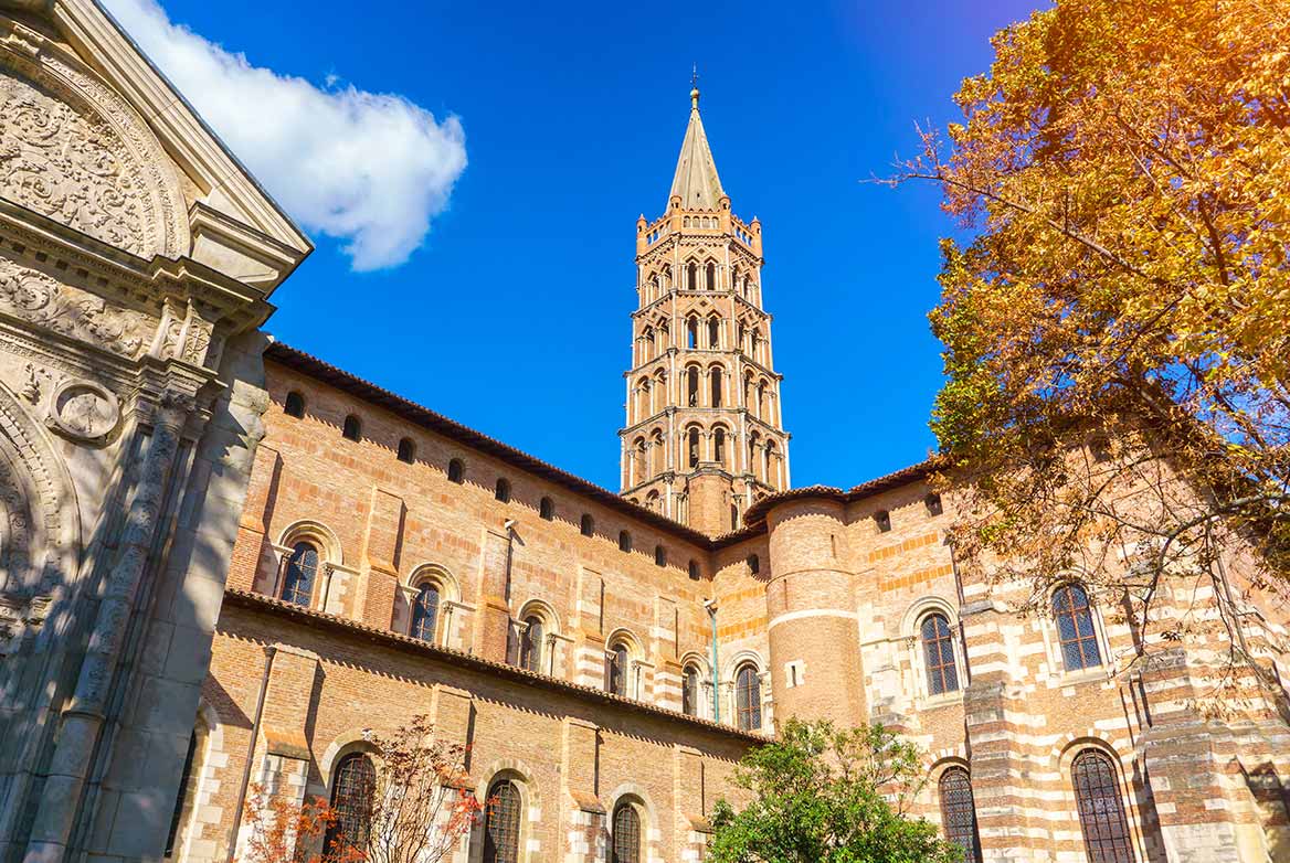 Tour guide in Basilica of Saint Sernin in Toulouse France