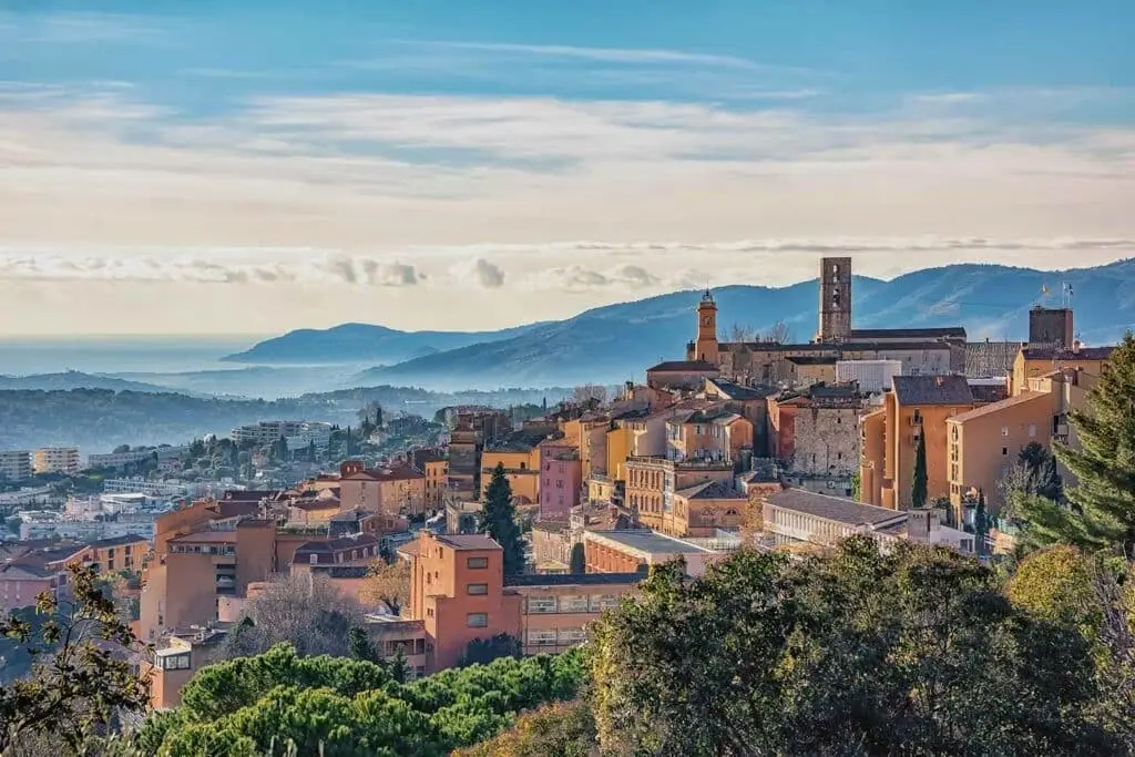 Aerial view of the city of Grasse on the French Riviera