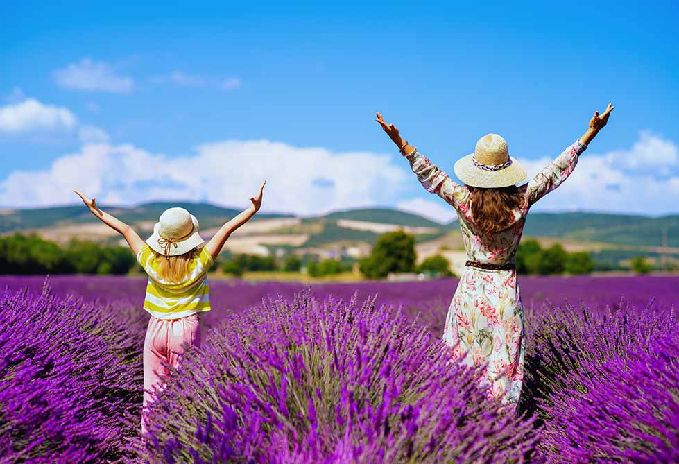 Mother and Daughter in the Lavendar fields, France